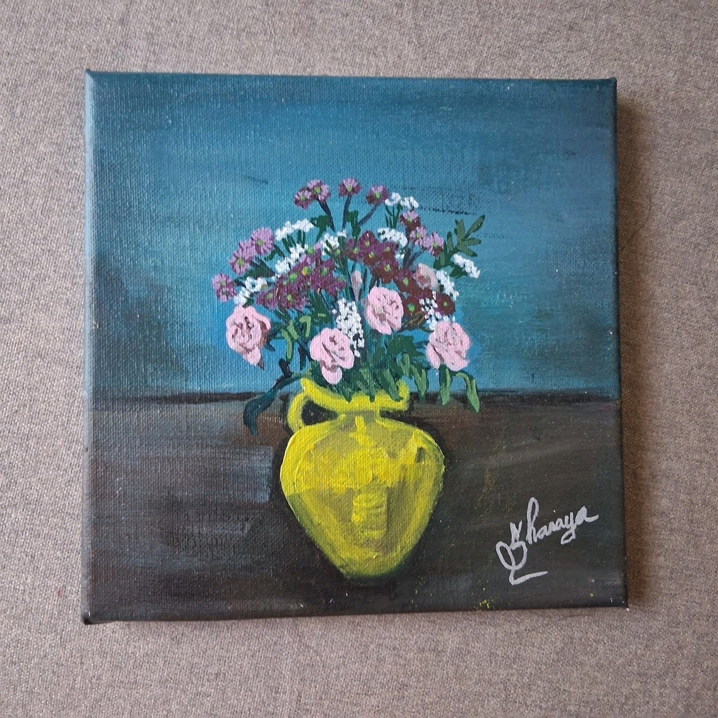 Original FLORAL Art Painting Acrylic Flower Vase Wall Art