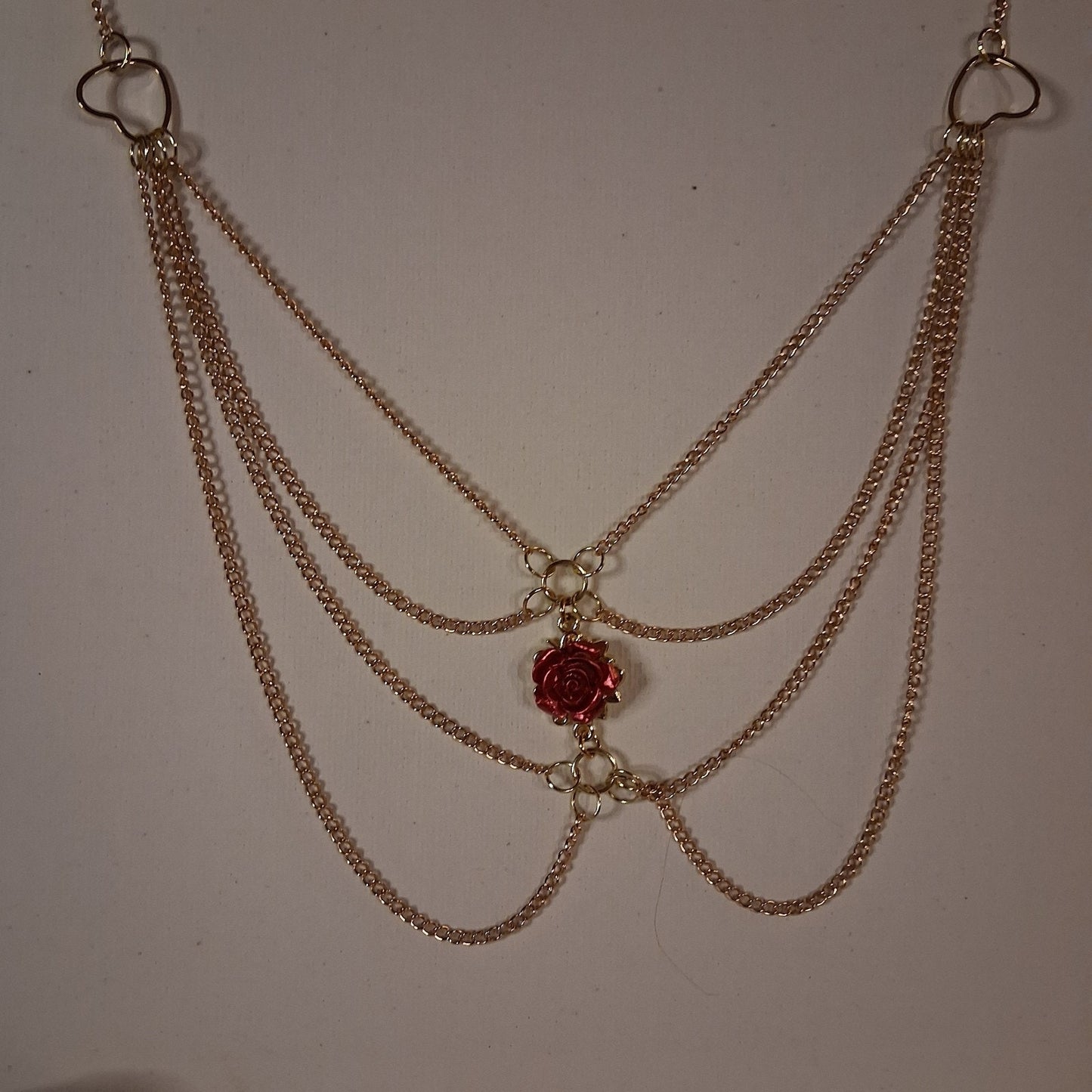 Beautiful Elegant ROSE AND GOLD Layered Chain Necklace