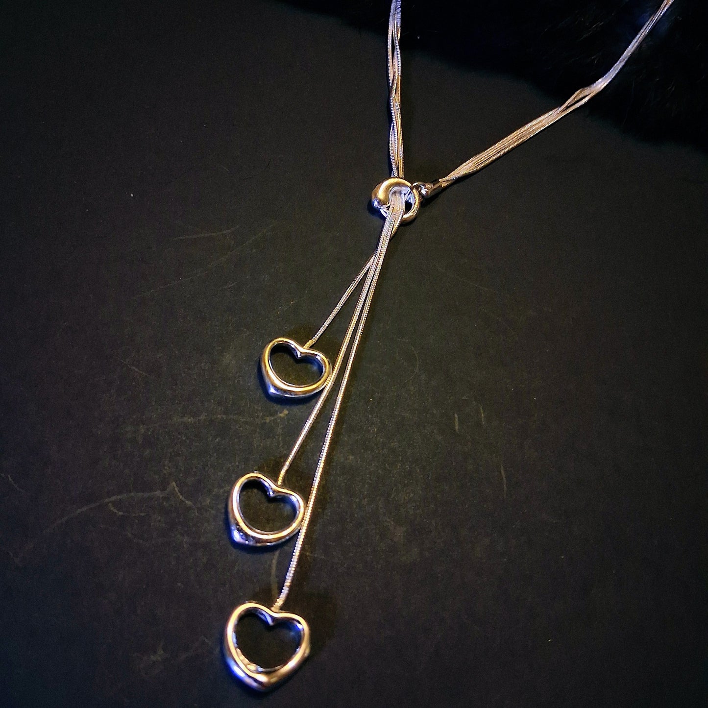 Authentic silver Dangle Heart Necklace fine Jewlery