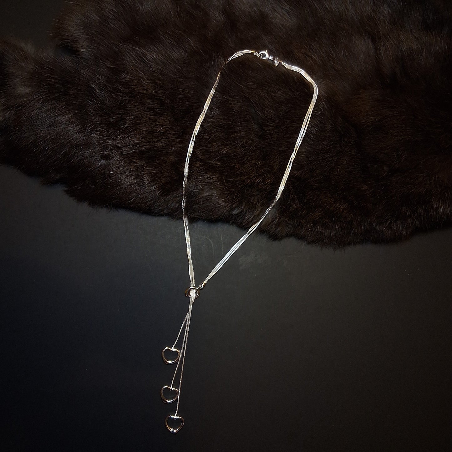 Authentic silver Dangle Heart Necklace fine Jewlery