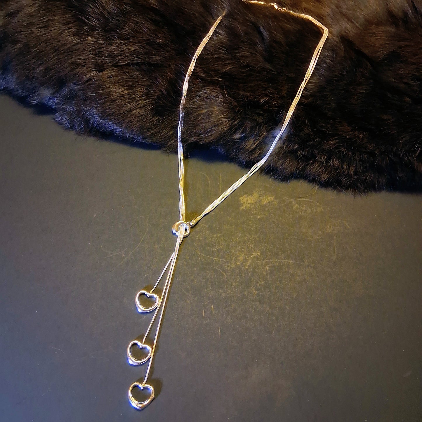 Authentic silver Dangle Heart Necklace fine Jewlery
