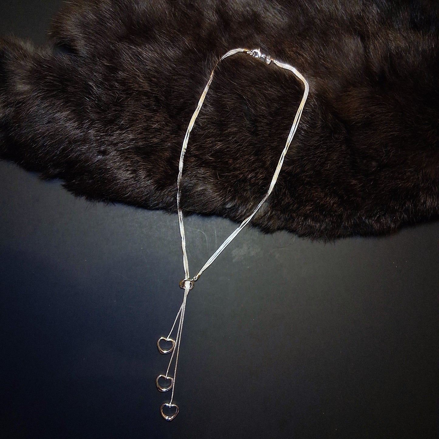 Authentic silver Dangle Heart Necklace fine Jewlery