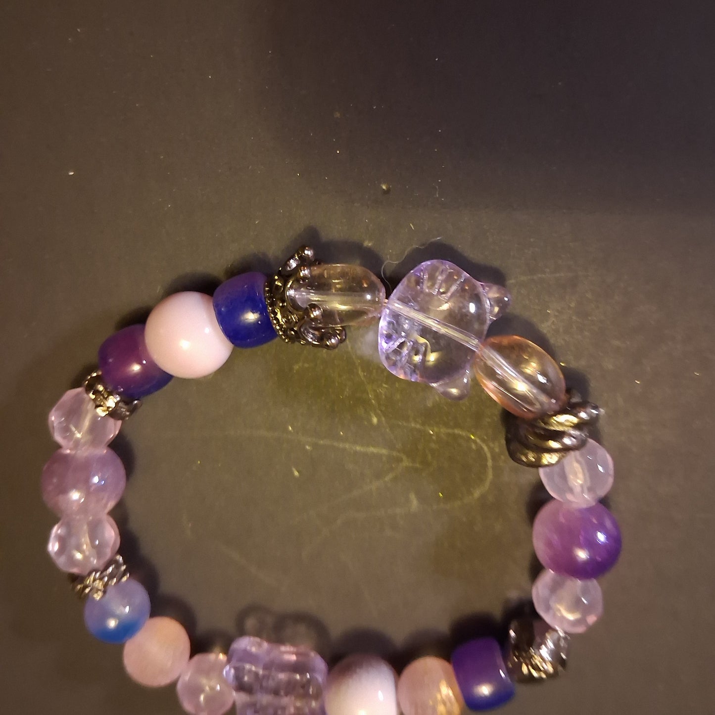 Purple Butterfly Kitty theme bracelet