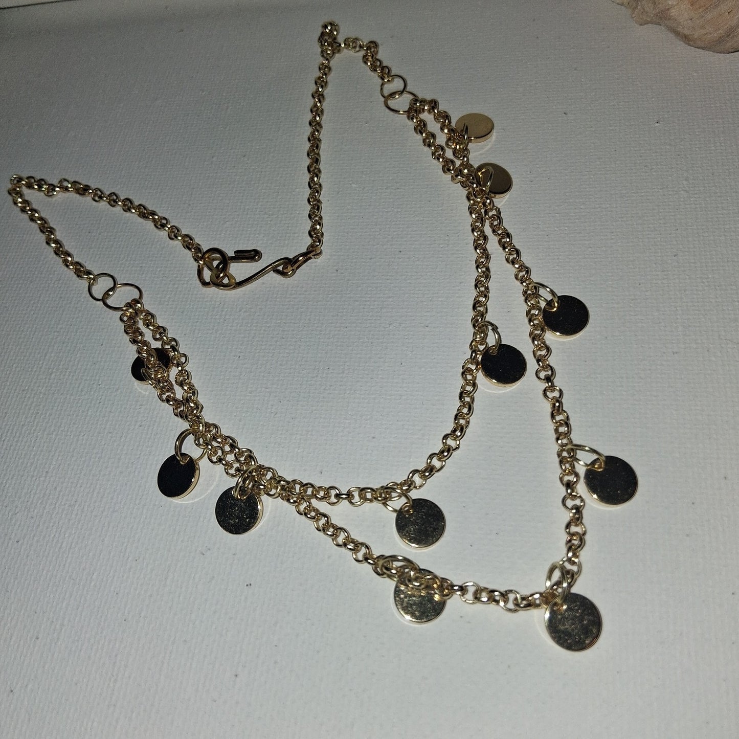 Gold Boho Necklace Gypsy Disc Charms Dangle Dance Dress Up Necklace Handmade