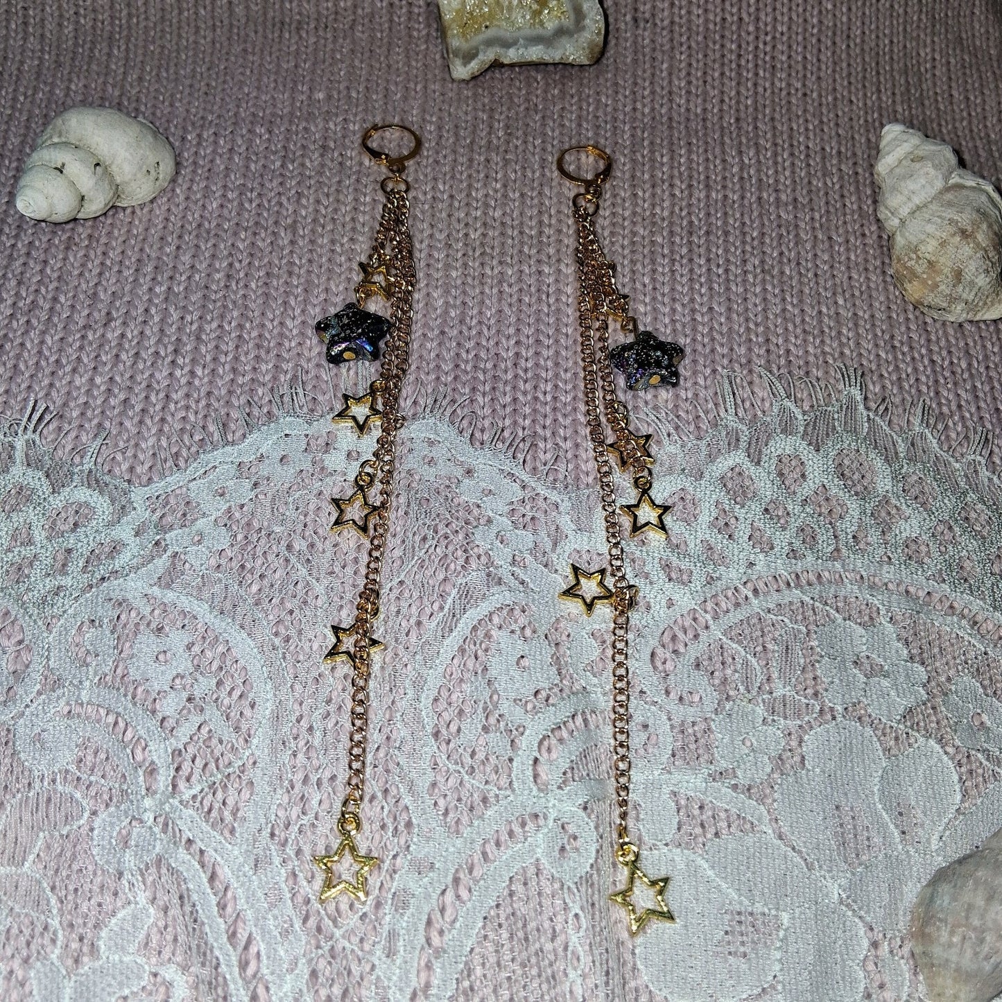 Beautiful Shooting Stars Golden Chain Dangle Earrings for Women