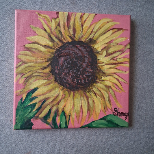 Beautiful Unflower Acrylic Painting Original Flower Wall Art Pink Yellow Green