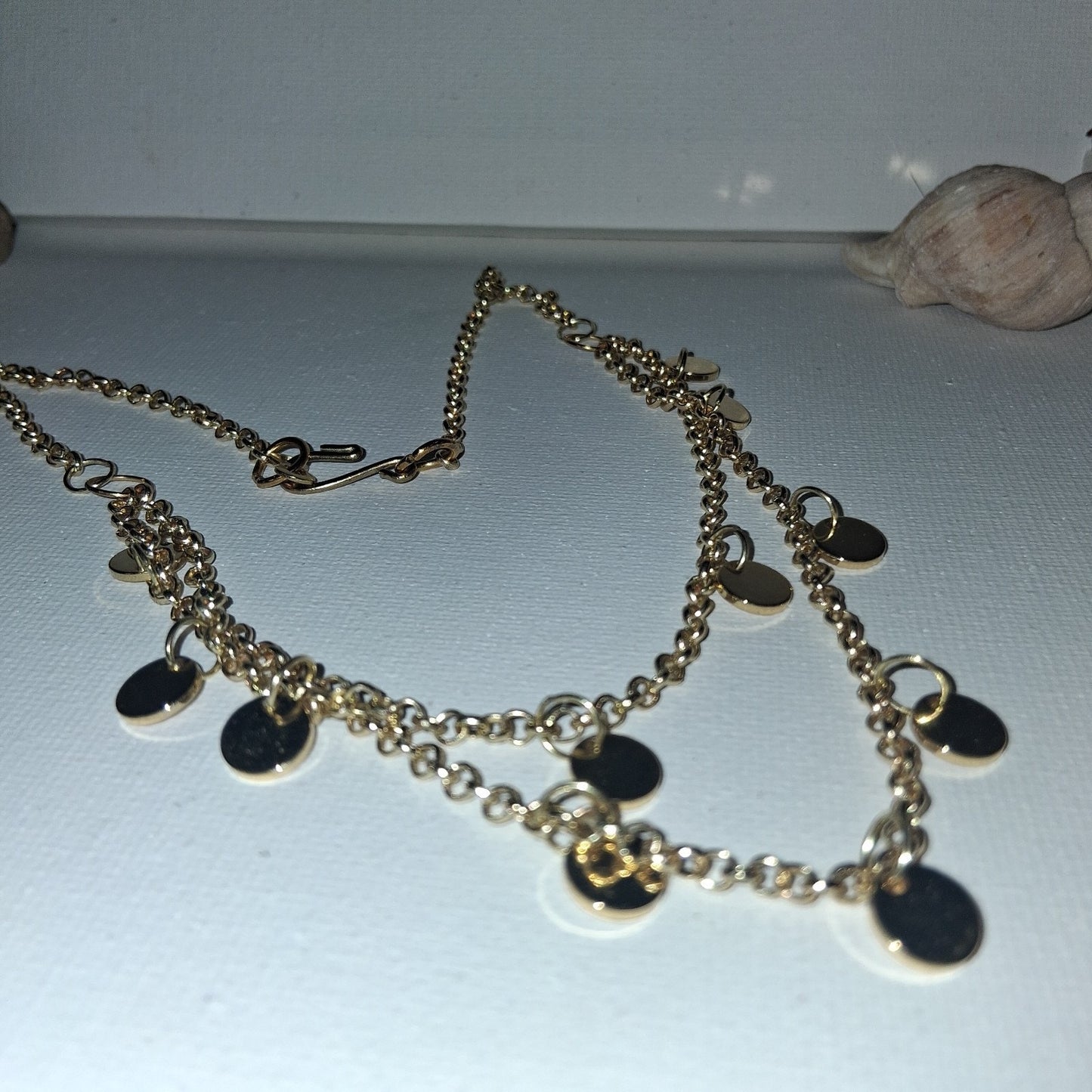 Gold Boho Necklace Gypsy Disc Charms Dangle Dance Dress Up Necklace Handmade