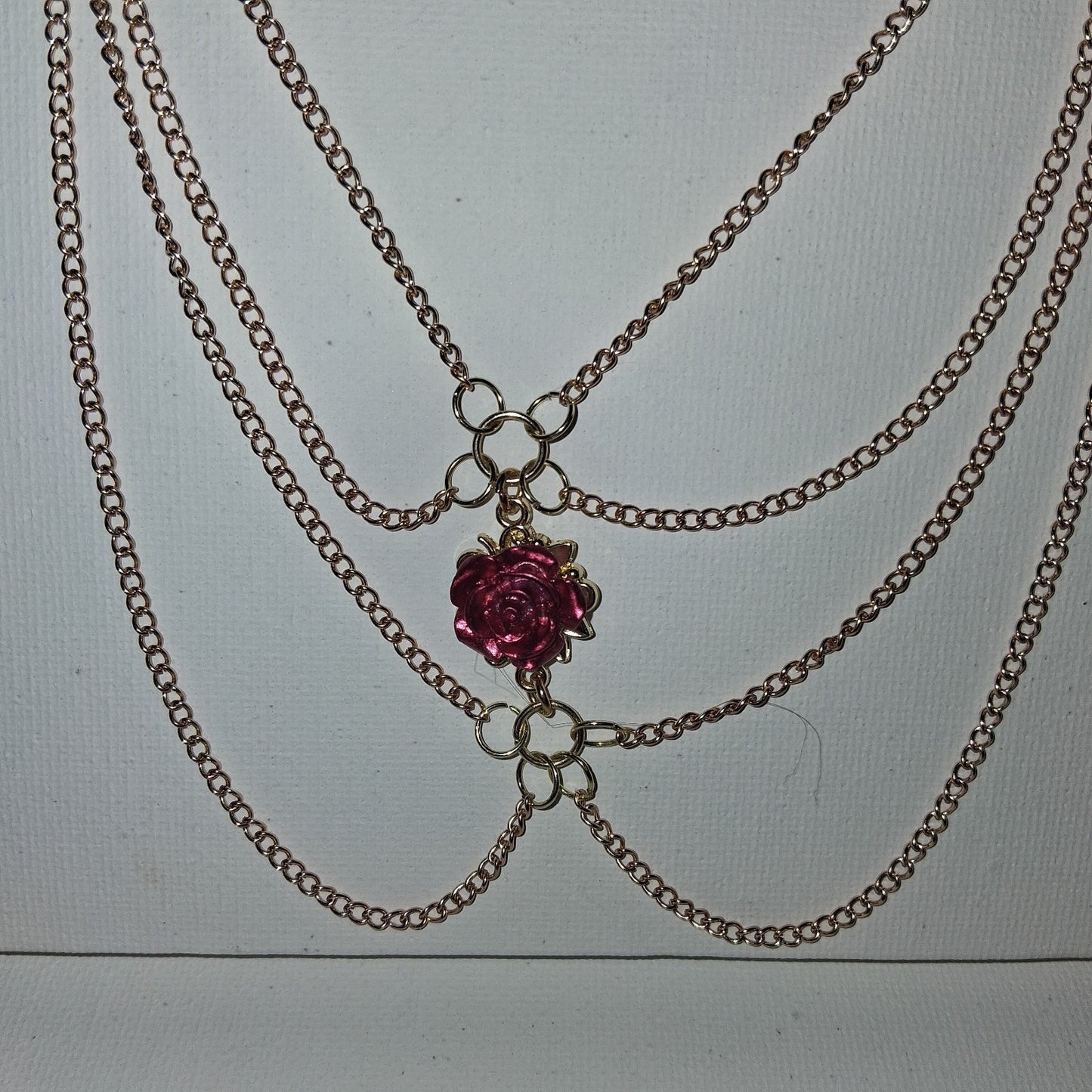 Beautiful Elegant ROSE AND GOLD Layered Chain Necklace