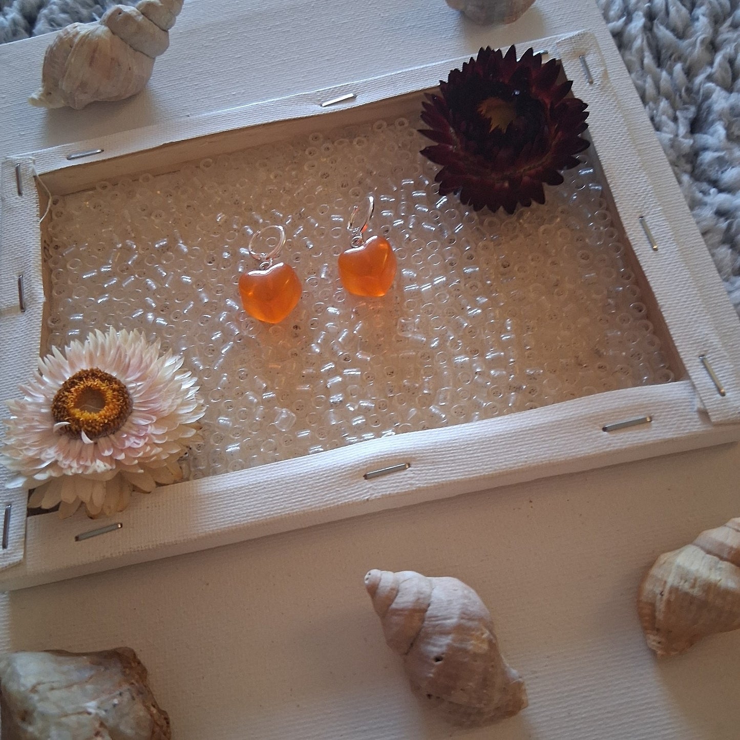 SUNSET ORANGE HEART EARINGS PERFECT FOR SUMMER AND FALL