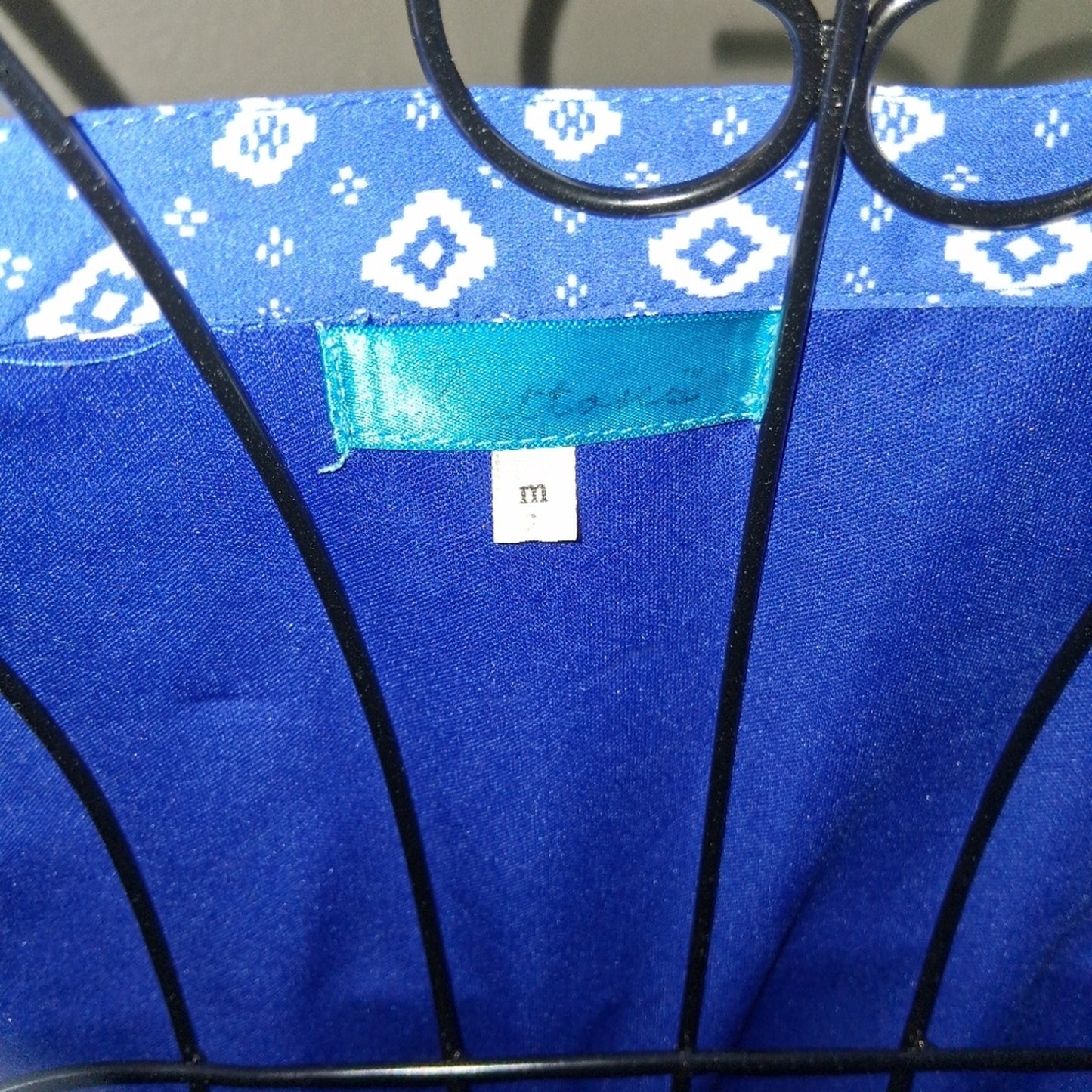 Blue Patterned Long Sleeve Top