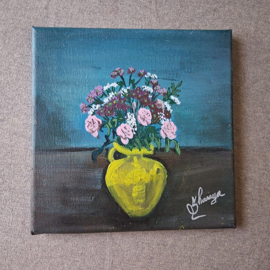 Original FLORAL Art Painting Acrylic Flower Vase Wall Art