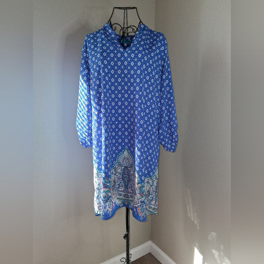 Blue Patterned Long Sleeve Top