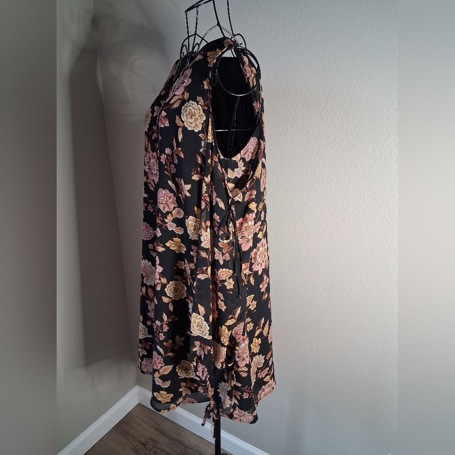 Floral Black off-shoulder dress