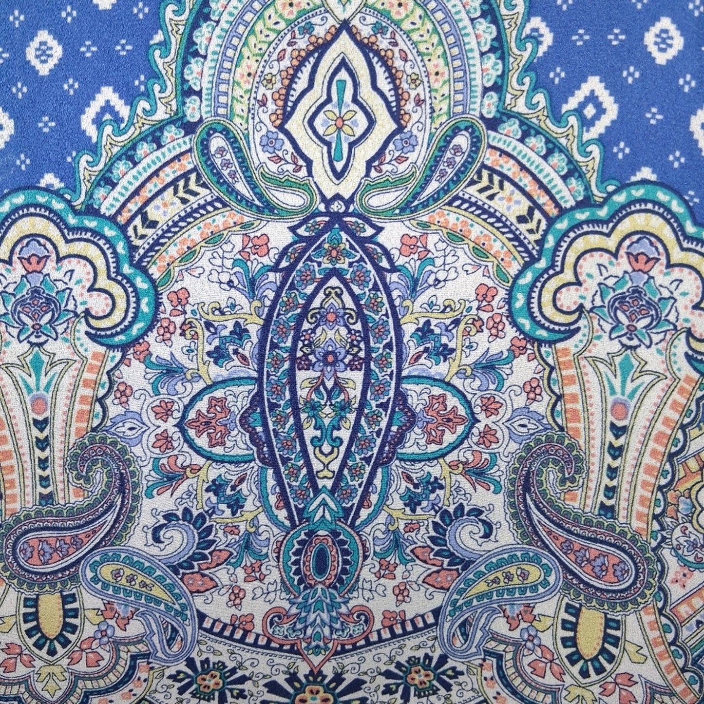 Blue Patterned Long Sleeve Top
