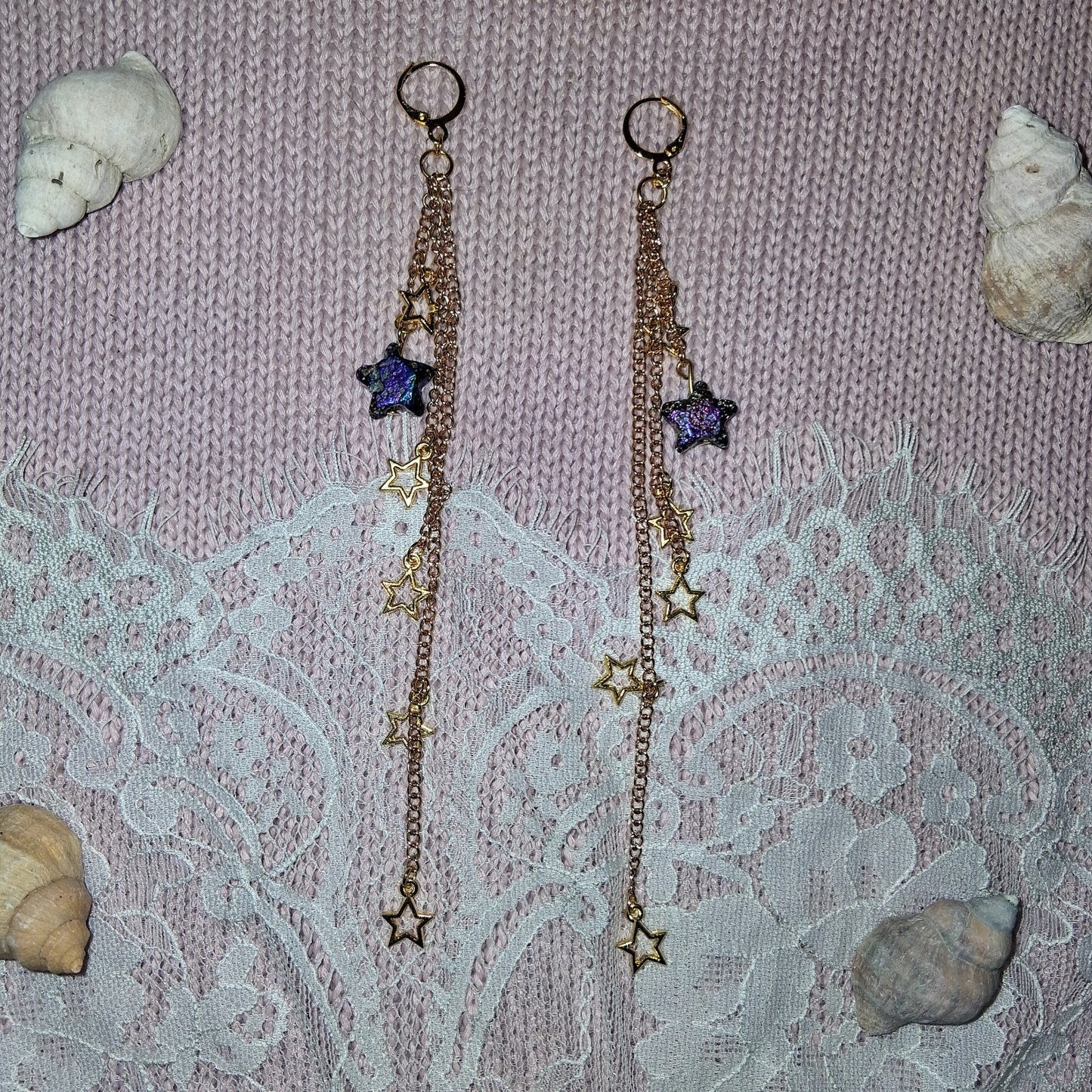 Beautiful Shooting Stars Golden Chain Dangle Earrings for Women