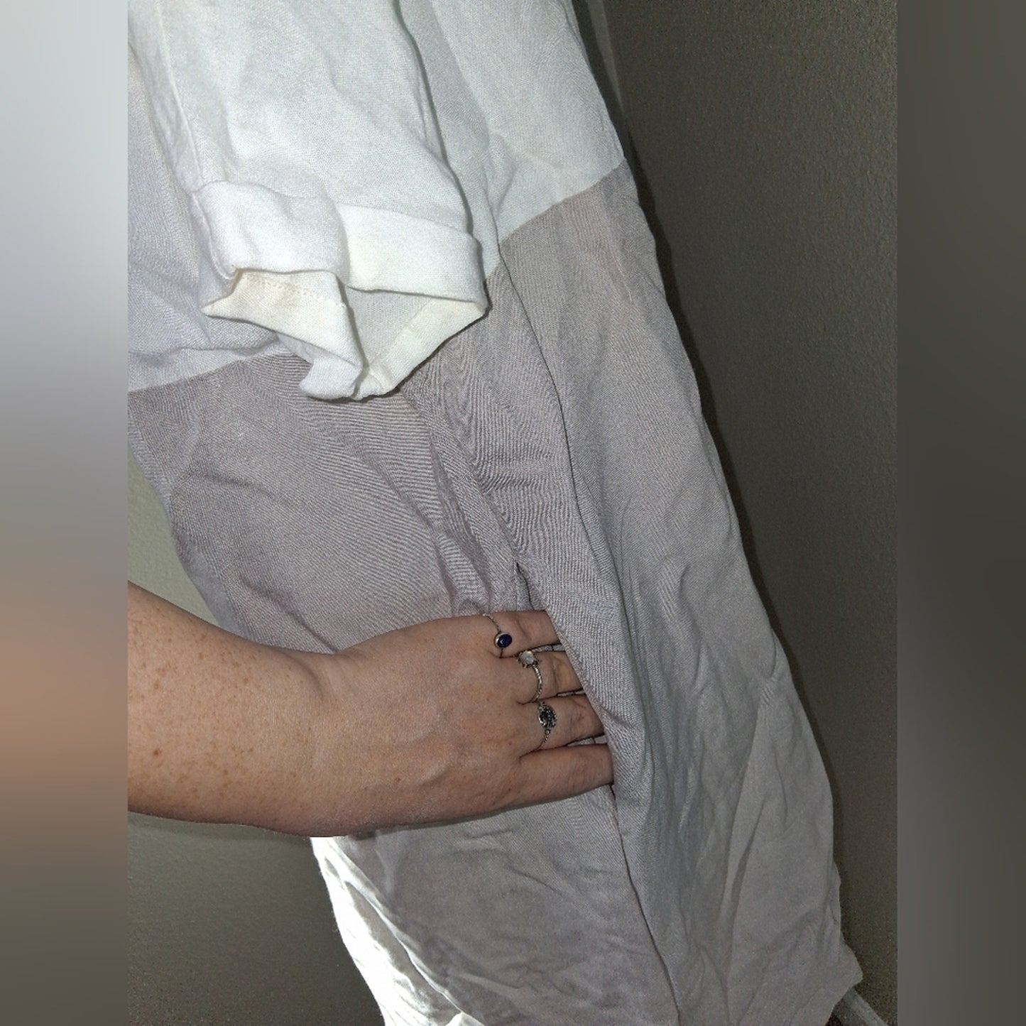 White and Gray Casual Dress