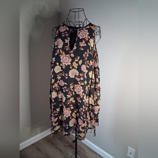 Floral Black off-shoulder dress