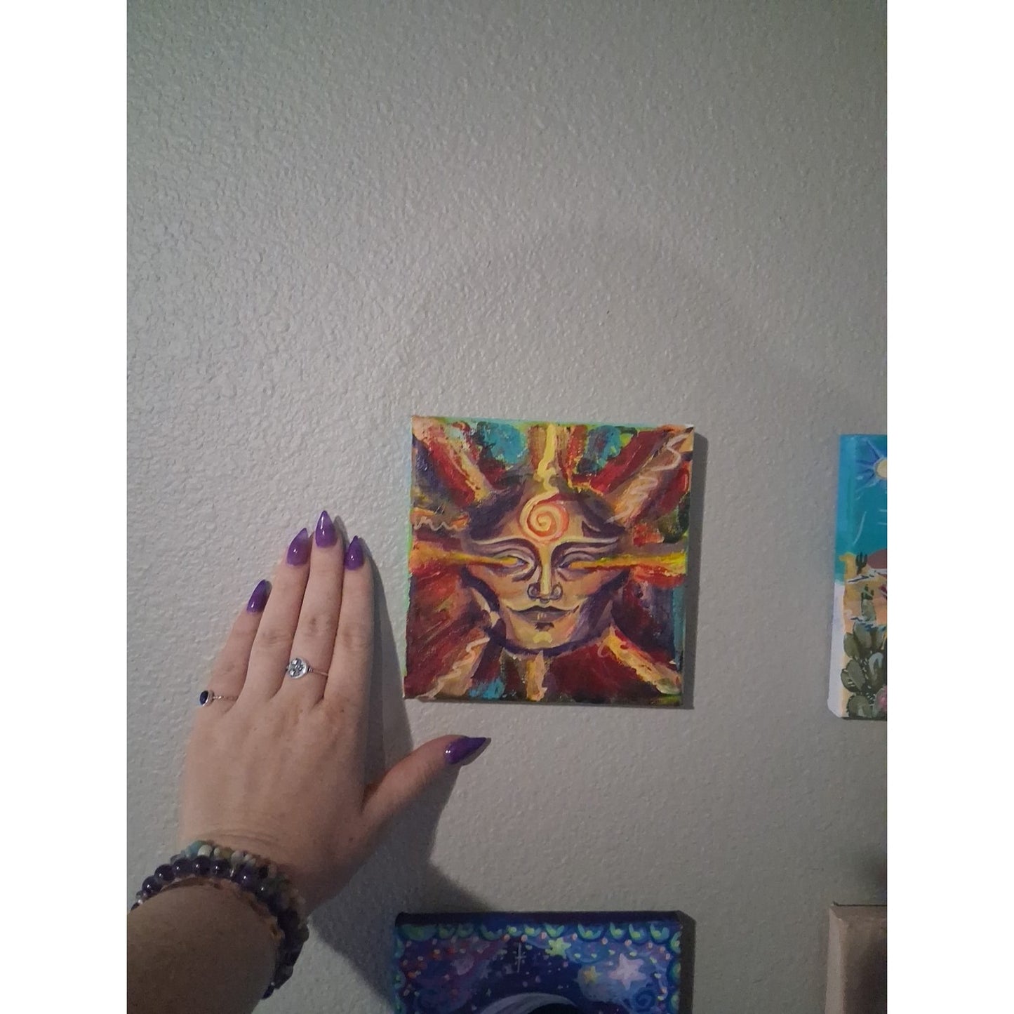 Beautiful SUN Painting ORIGINAL Acrylic Masculine Face Spiritual Energy 🌞