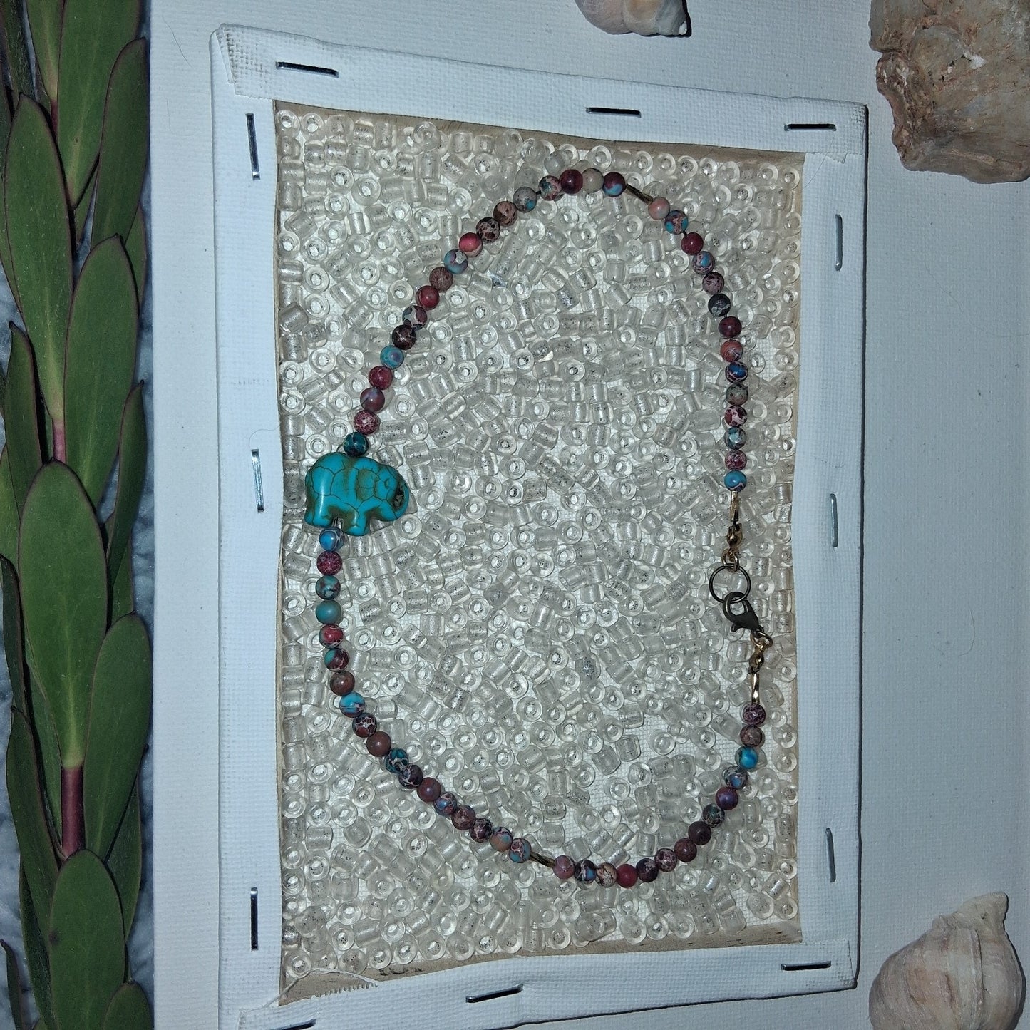 Blue Elephant CHOCKER necklace Ceramic And Stone Crystal Beads