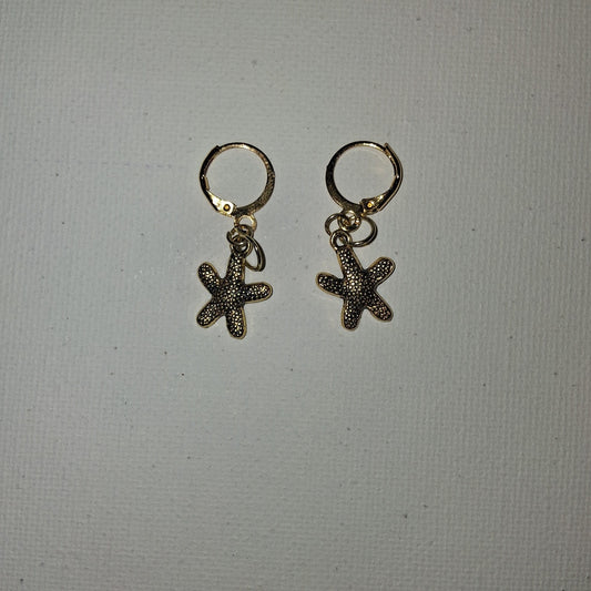 Adorable Gold Starfish Dangle Earrings Boho Beach Jewelry Ocean Theme