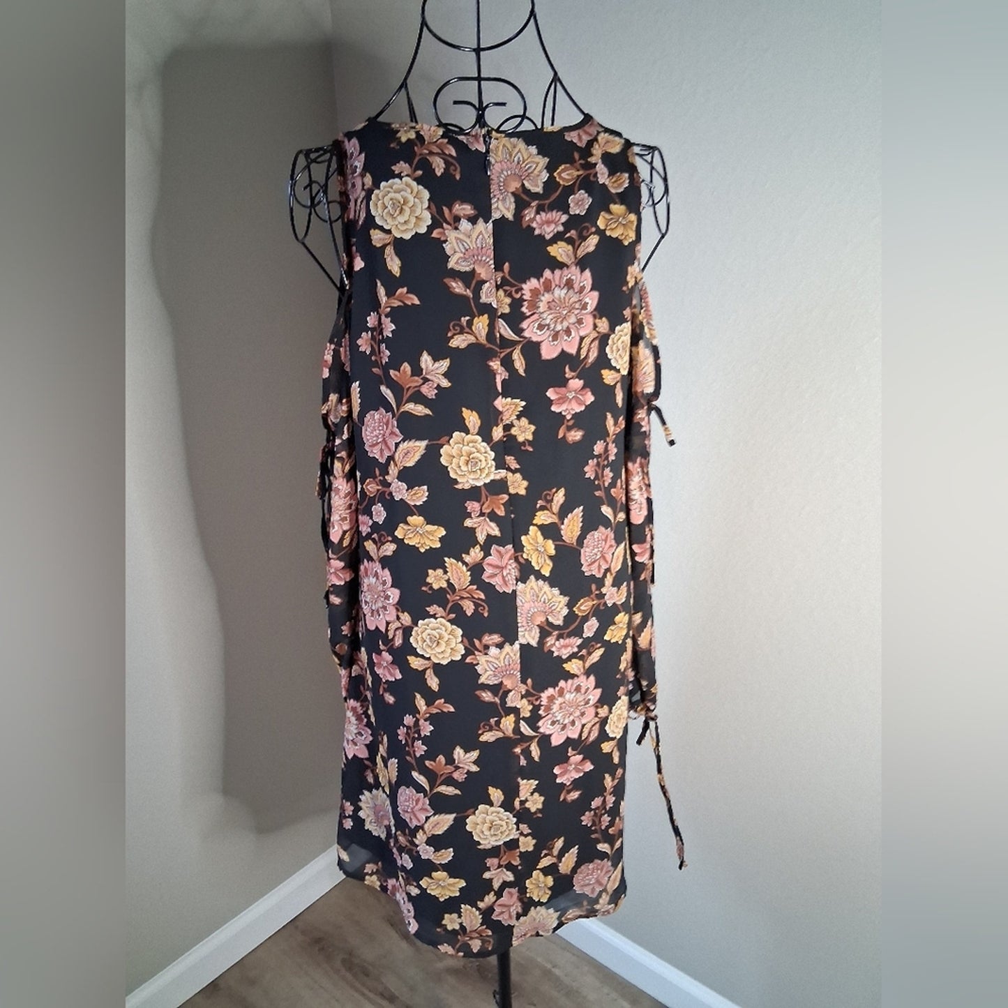 Floral Black off-shoulder dress