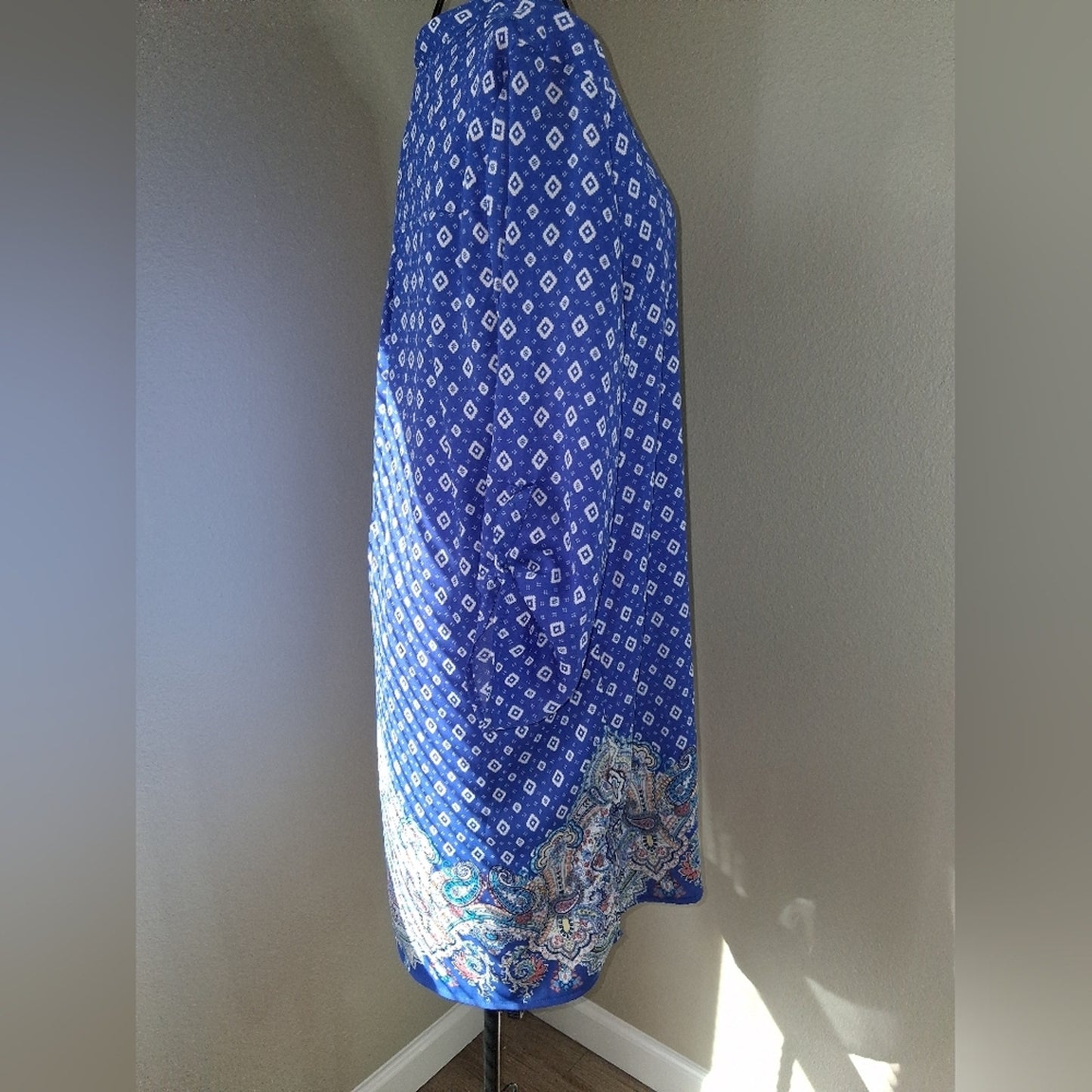 Blue Patterned Long Sleeve Top