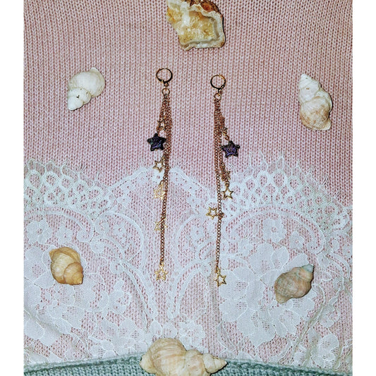 Beautiful Shooting Stars Golden Chain Dangle Earrings for Women