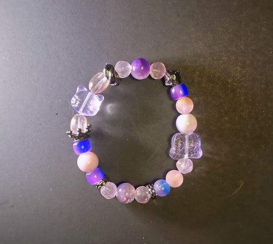 Purple Butterfly Kitty theme bracelet